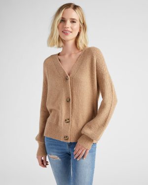 Blouson Sleeve V-Neck Cardigan