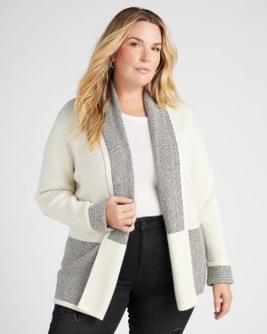 Plus Size Colorblock Drape Sweater Cardigan