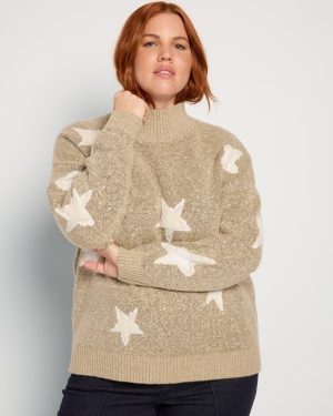 Plus Size Printed Turtleneck Sweater
