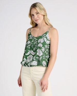 Sleeveless V Neck Woven Floral Cami Top