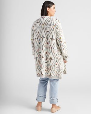 Plus Size Eyelash Open Front Cardigan