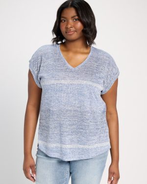 Plus Size Striped Short Sleeve Tee
