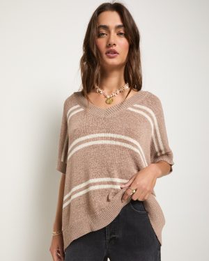 Wavetide Stripe V-Neck Sweater Tee