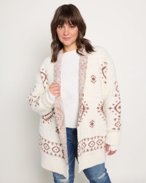 Plus Size Aztec Cozy Jacquard Cardigan