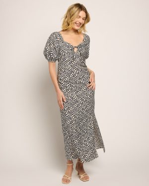 Printed Short Sleeve Maxi Dress