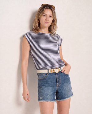 Brentwood Boat Neck Stripe Top