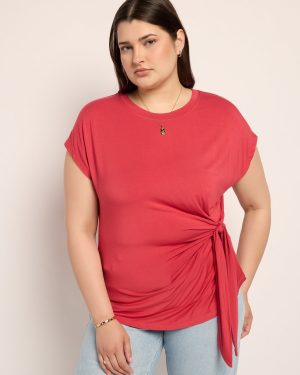 Plus Size Tidal Tied Waist Tee