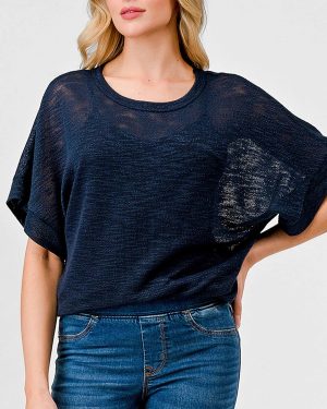Short Kimono Sleeve Slub Top