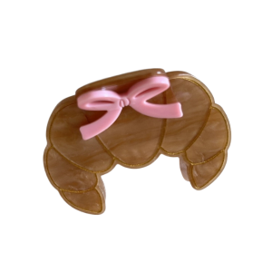 Pink Bow & Croissant Claw Clip