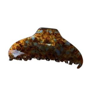 Half-Moon Tortoise Claw Clip - Blue & Brown